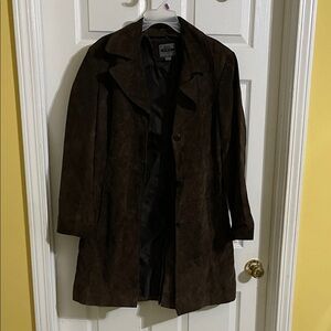 AR Bernardo genuine leather shell Dark Brown lined Coat size L